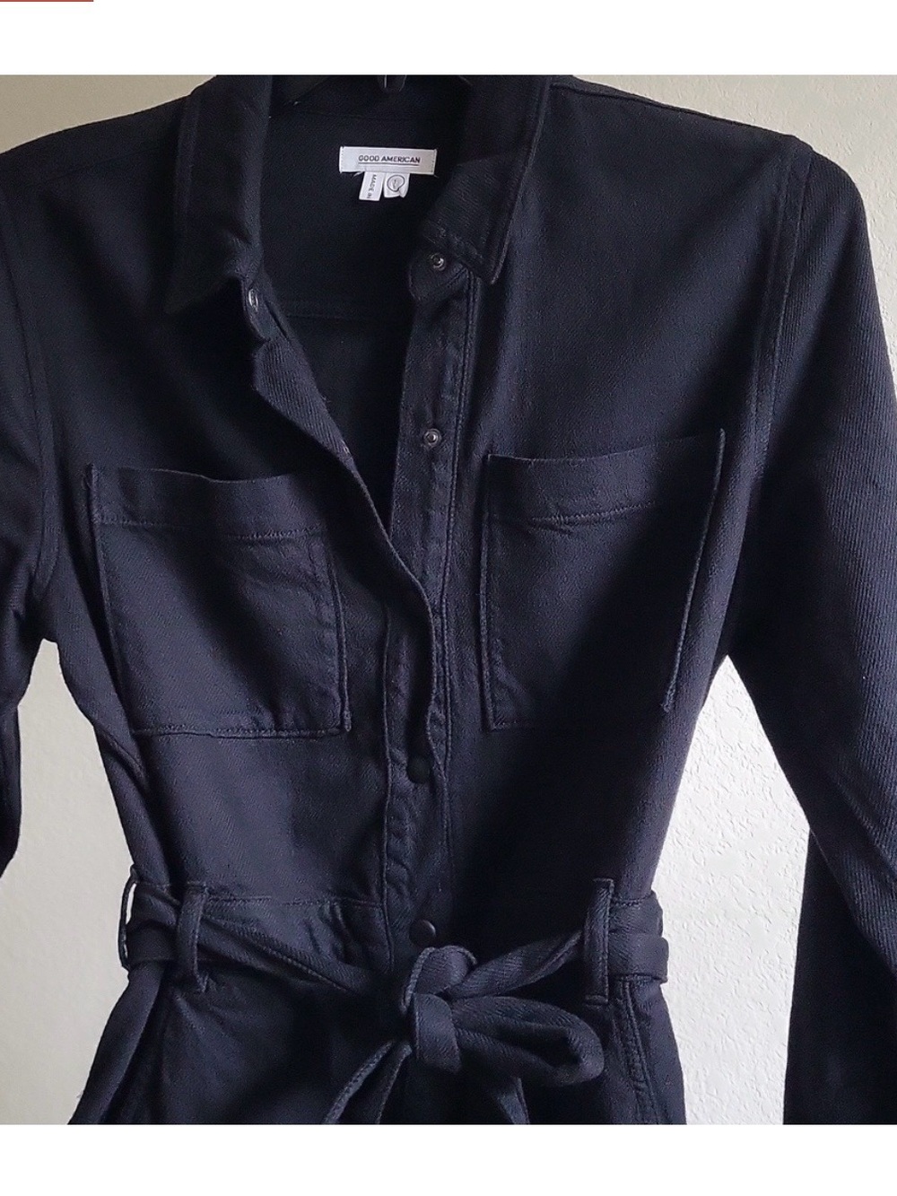 Good American Black Denim Cuff Sleeve Playsuit - Picture 4 of 8